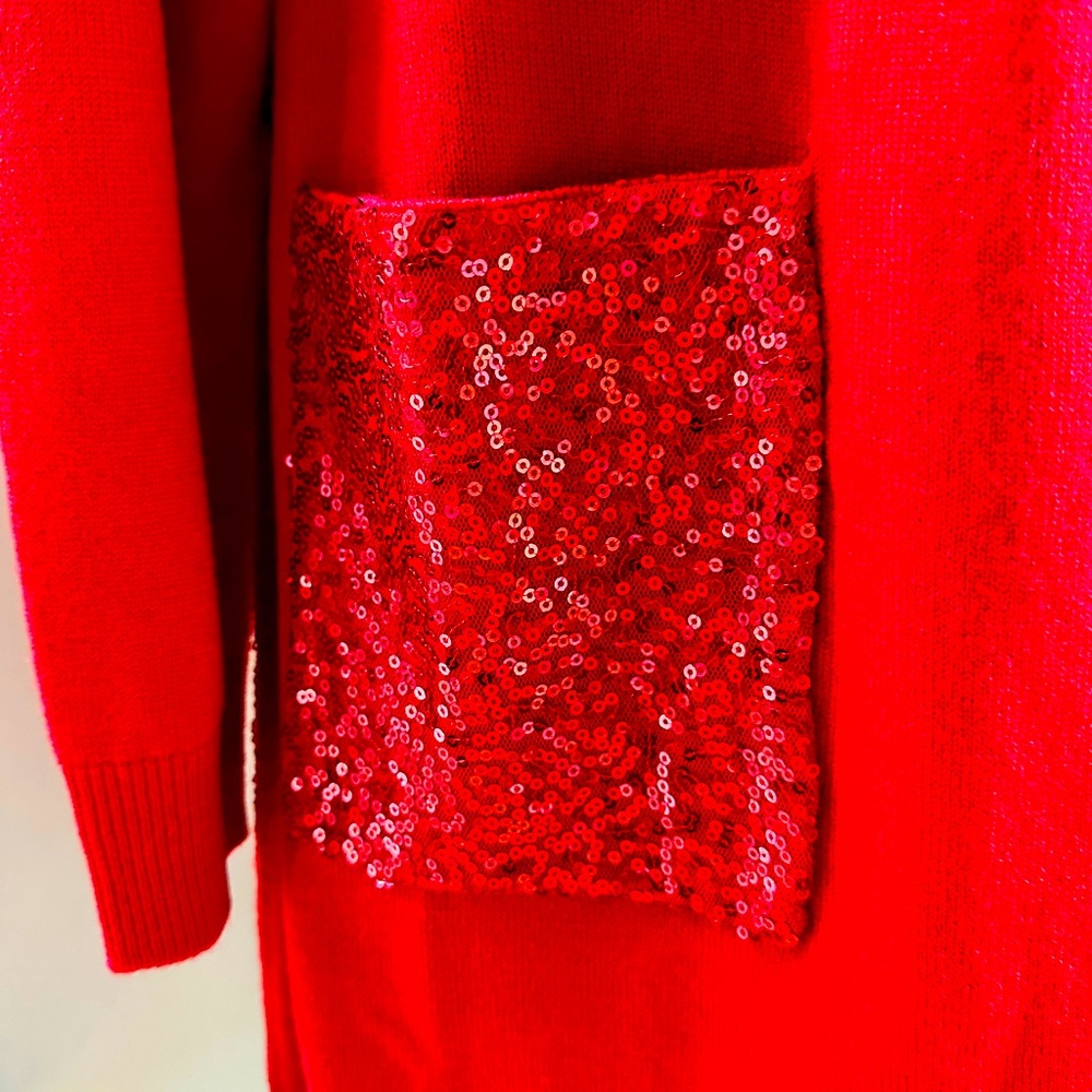 Medium New York and Co red sequin cardigan